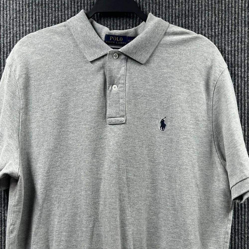 Polo Ralph Lauren Mens Large Classic Fit Grey Pullover Golf‎ Sports Black Pony